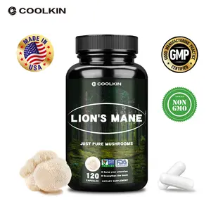 Coolkin Hericium erinaceus Dietary Capsules, 120 capsules, made from pure natural mushroom extract, support attention and brain health.