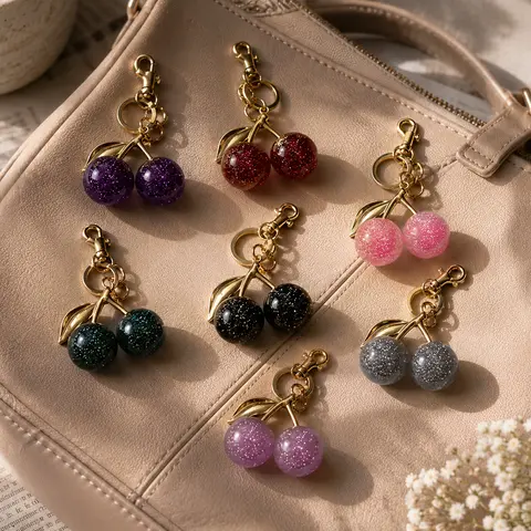 Minimalist Cute Luxury Extra Large Cherry Handbag Charm, Lobster Hook Design, Suitable for Everyday Wear Bag Accessory