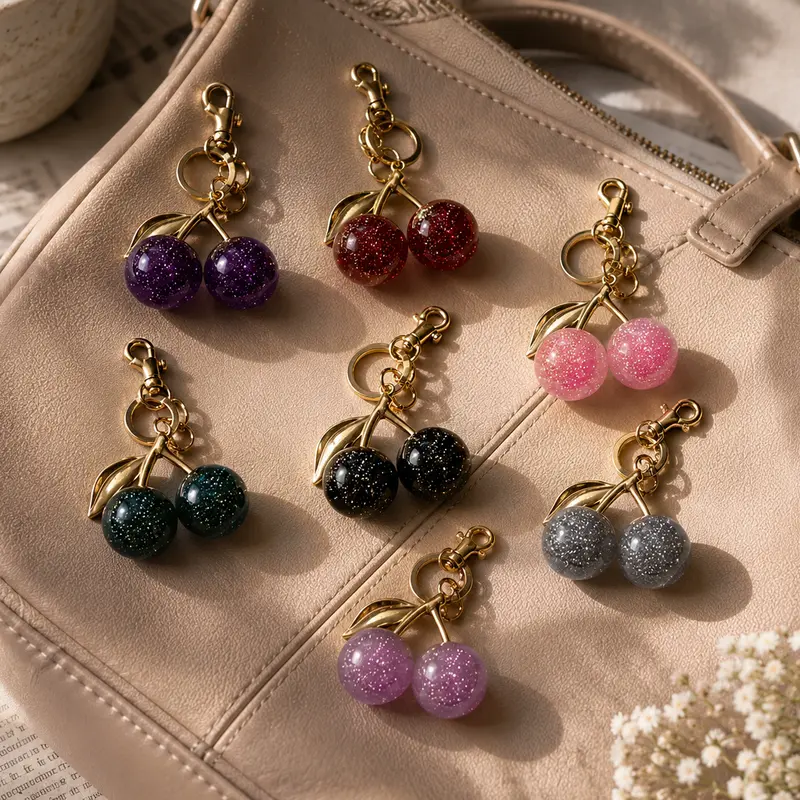 Minimalist Cute Luxury Extra Large Cherry Handbag Charm, Lobster Hook Design, Suitable for Everyday Wear Bag Accessory
