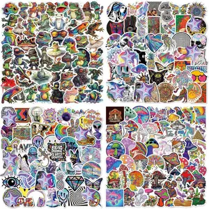 200 Pcs Trippy Stickers Psychedelic Stickers for Adults, Trippy Laser Accessories Stickers, Hippie Sticker Packs for Adults,Laptop Hydro Flask Water Bottle Car Cup Computer Guitar (#1)