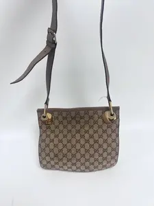 Pre-owned GUCCI Authentic GG Supreme Beige Canvas Gold Hardware Crossbody Shoulder Bag