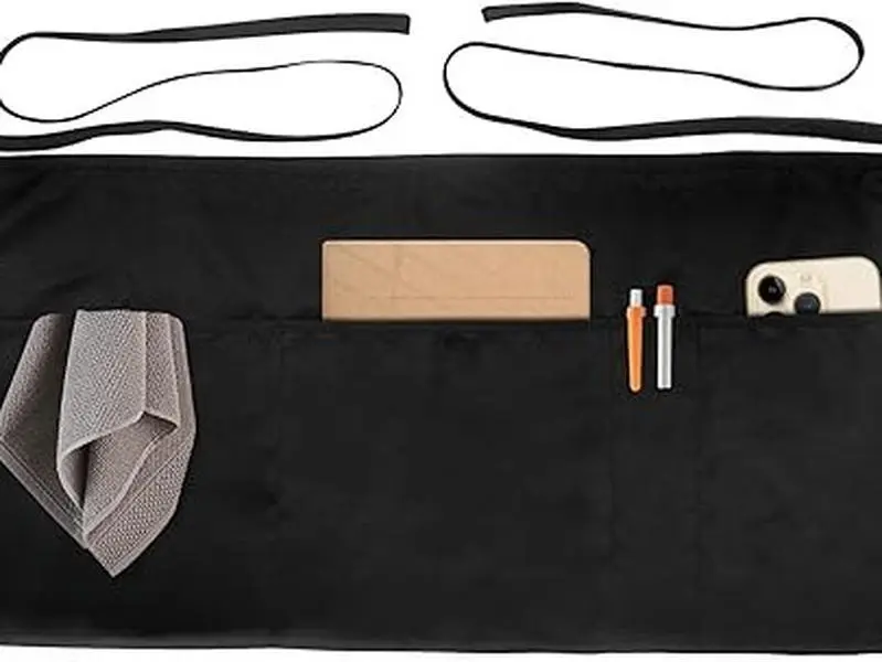 Kitchen Cooking Aprons for Home Supplies - Plain, Multifunctional, Adjustable Strap Unisex Polyester Breathable Waist Aprons with 4 Pockets (Ample Storage) for Convenience, 23.5in x 11.5in, 3-Pack or 7-Pack Options