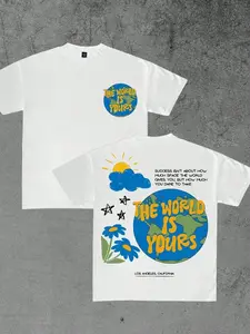 Men's Slogan Print Loose Round Neck Short Sleeve Casual T-Shirt y2k  outfits  men