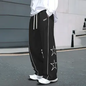 Men's 2-Pack 2026 Unisex Track Pants - Star Print, Reflective Strip, Loose Straight-Leg, Casual Athletic Trousers, Athleisure Bottoms Cute Gym Clothes Gym Outfits pantalones para hombre pants for men cargo pants for men Cotton Jogger