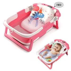 Baby Bathtub for Newborn with Thermometer,Portable Travel Bathtub with Drain Hole, Durable Foldable Baby Tubs for Infants to Toddler