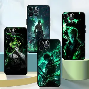 Ultra Slim Silicon Customized Protection Case for iPhone 17,16,15,14,13,12,11 Pro Max - Green Cool Zoro Black Soft Mobile Phone Accessory Cover