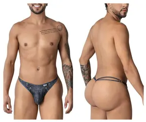 Denim-Print Cowboy Thongs for Men - Soft Stretchy Fabric with Supportive Pouch & Minimal Back Straps - Handmade in Colombia - USA & Colombian Fabrics - 86% Polyester 14% Elastane - Menswear