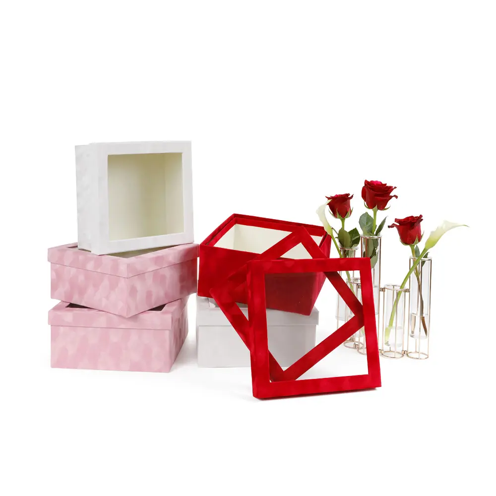 Velvet Square Shape Flower/Gift Boxes, Set of 2, Various Colors Velvet Square Shape Flower/Gift Boxes, Set of 2, Various Colors