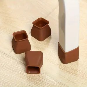 16PCS Silicone Chair Leg Caps, Plastic Composition, Rectangle Shape, Furniture Table Floor Protectors for Hard Floors