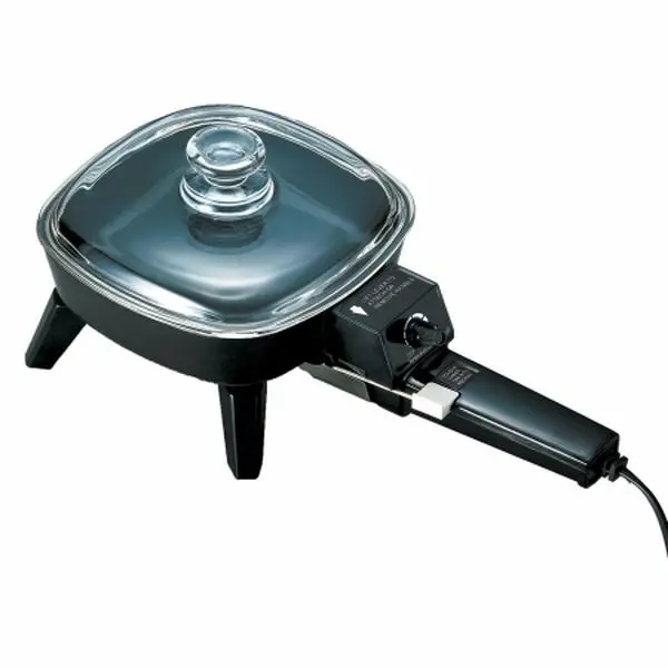 Brentwood SK-45 Single Metal Electric Skillet with Transparent Cover, Safe Plastic Parts, Lock, Adjustable Thermostat Control, LED Display, 6 in. Width, 9 in. Length, 7.25 in. Height, Compact for Cooking Tasks