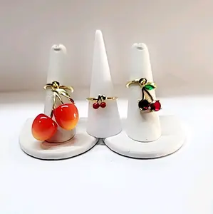 Cherries Adjustable Rings Gold Filled Oro Laminado with Colorful Cherry Charms.