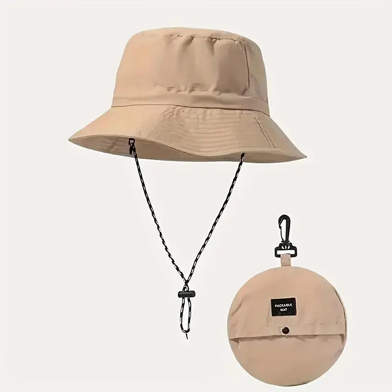 Unisex Waterproof Upf50+ Quick-Dry Fisherman Hat, Sun Bucket Hat, Beach Sun Hat, Sunscreen Leisure Hat, Outdoor Sports Hat, Adjustable Drawstring, Foldable Storage Bag, Lightweight Breathable Polyester Fabric