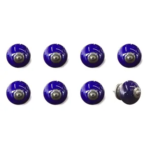 212 MAIN 1.5 in Purple & Gray Ceramic-Metal Artisan Craft Hand-Painted Drawer Pull Knobs - Set of 8, Traditional Door Hardware for Large Home Appliances