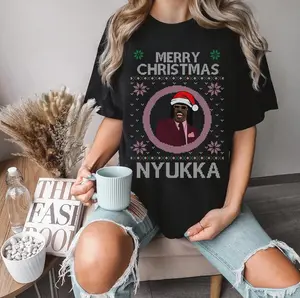 Comfort colors Merry Nyukka Christmas Shirt, Ugly Christmas Tshirt Pinky Nyukka T-shirt, Merry Christmas T-shirt, Pinky From Friday Shirt, Xmas Gifts