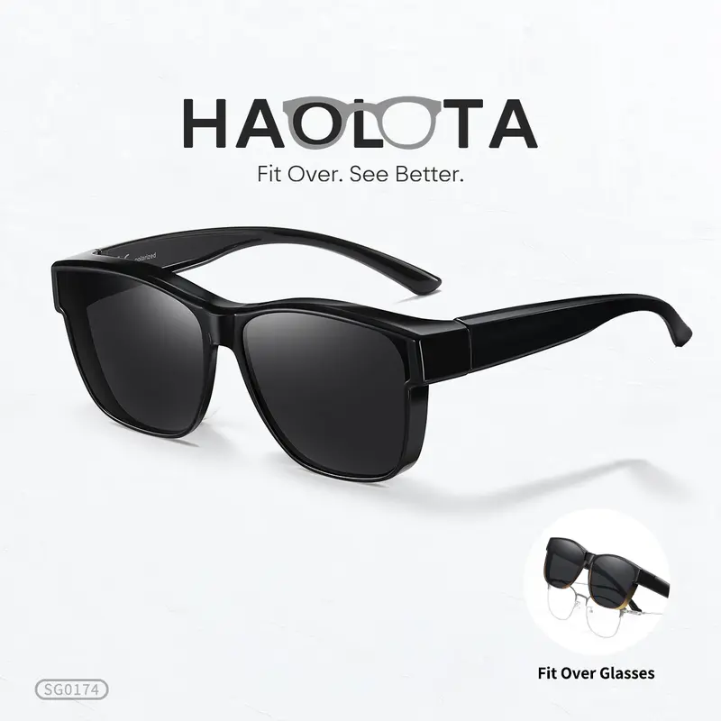 HAOLOTA Lightweight Polarized Fit-Over Sunglasses - TR90 Plastic Oversized Square UV400 Shield, Women's Unisex Eyewear Fashion for Driving, Fishing, UV Protection Men's Driving Eyewear