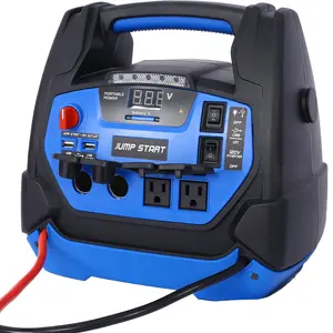 Hdmw Rechargeable  Jump Starter for Gas Diesel Vehicles - 1800 Amps with Air Compressor and AC, 12V DC, USB Power Station