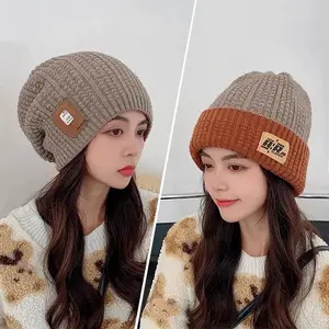 110G Women's Autumn Winter Korean Style Big Head Circumference Thermal Bucket Hat for Small Face wear  beanie