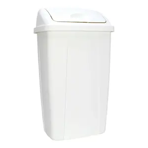 Gallon 13 Trash Can, Plastic Swing Top Kitchen Trash Can, White