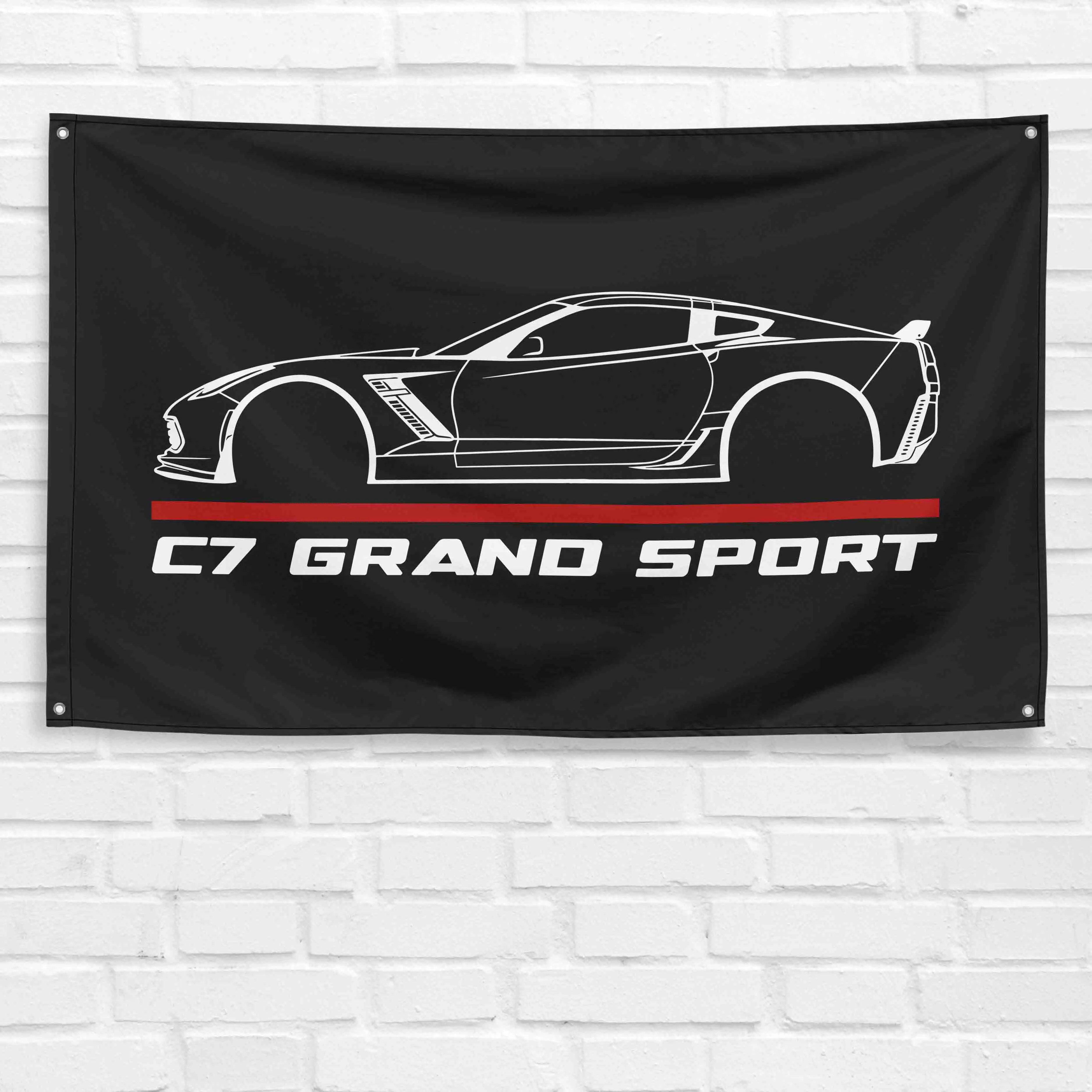 Corvette C7 Grand Sport 3x5 ft Flag, Lightweight Hanging Decoration, Garage Wall Room Decorations, Festive Birthday Gift Banner