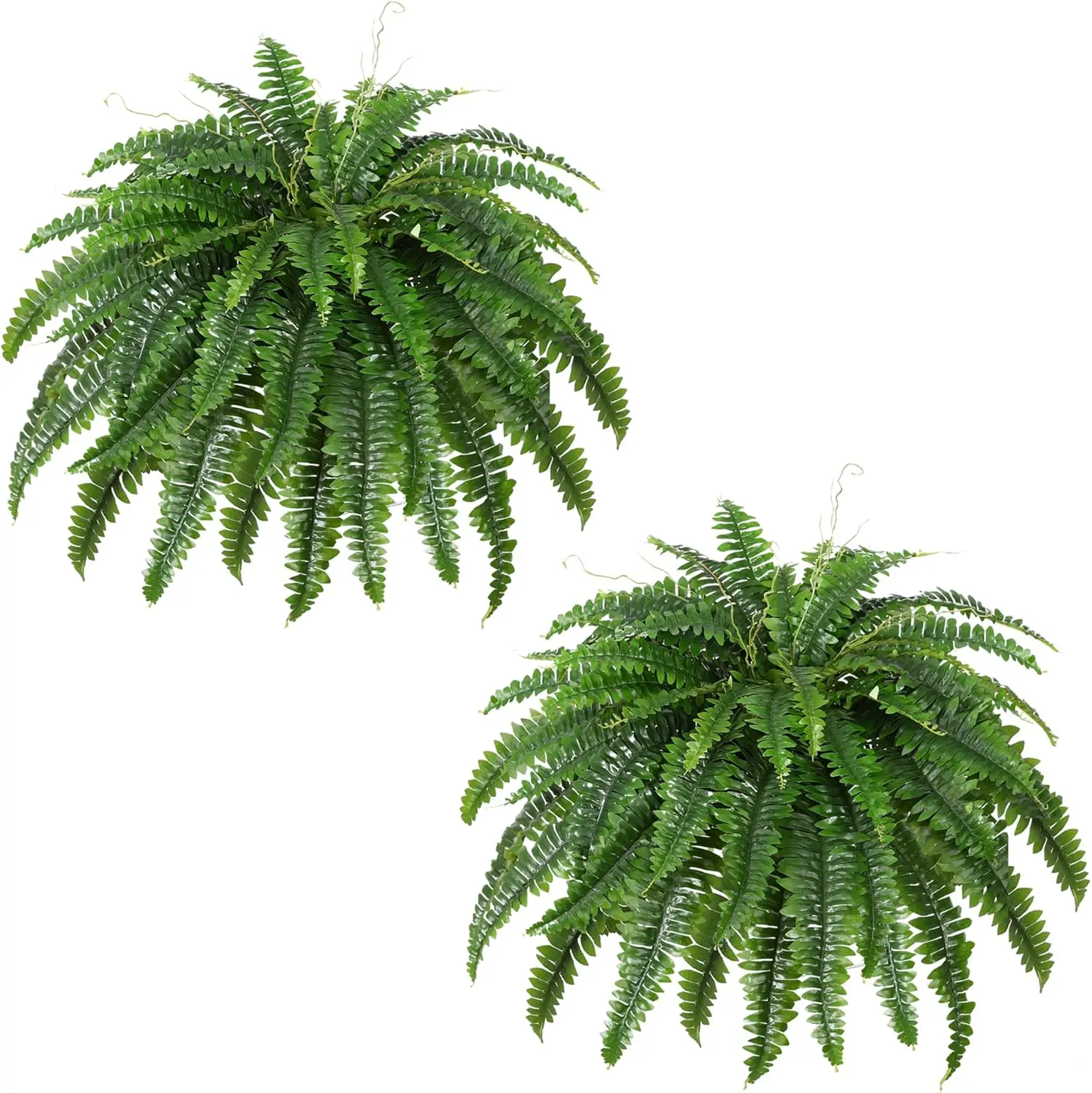 Artificial Boston Fern Bush- Set of 2 Large Artificial Ferns for Outdoors, 35Inch Large Faux Ferns, Suitable for Office & Living Room Decor, 38Branches for Each Bouquet