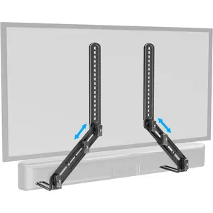 Soundbar Mount, Sound Bar TV Bracket, for Mounting Above or Under TV, Fits Most Sound Bars Up to 15 Lbs, Tool-Free Knob Adjustable, for 23-90" TVs with Detachable Extension Arms and L-Brackets