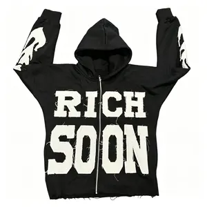 Womenswear Hoodie, New Alphabet Patch Zipper Cardigan, Casual Personalized High Street Hip-Hop Unisex Sweatshirt Tops