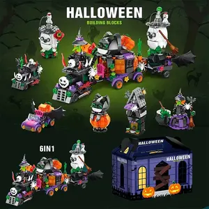 Ghost Train Halloween, 6 Interactive Ghost Trains (601 Pieces), Horror Theme Gift Box, Block Figures, Perfect for Kids & Adults Collectors