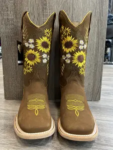 Women's Brown sunflower rodeo boots