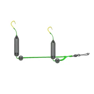 Anti-Snag Double Hook Bottom Fishing Rig, Iseama Barbed Hooks with Floating Tube, Leader Line Hook Set, No Float Adjustment, Tangle-Free Fishing Tackle for Carp Catfish Tilapia Grass Carp Freshwater Bottom Fishing