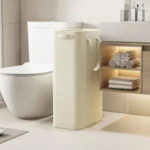 Ultra-Thin Foldable Laundry Basket with Handle, Space-Saving Dirty Clothes Hamper, Ideal for Laundry Room, Dormitory, Bathroom