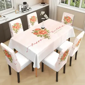 2/5/7PCS restaurant chair tablecloth cover, painted flower pattern printing, elastic polyester fiber sliding cover, sewn closed, detachable cleaning, suitable for home, office, hotel chair decoration, Dining Chair Slipcover