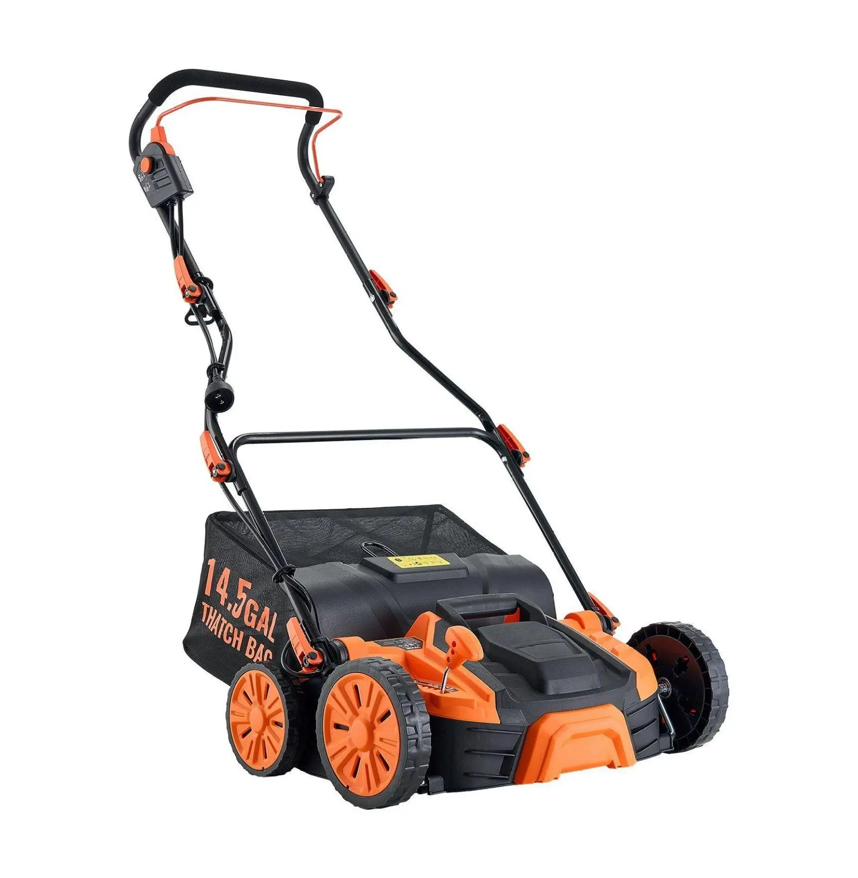 Electric Dethatcher Scarifier, 16-Inch 15 Amp Corded Lawn Dethatcher with Thatch Bag, 5 Depth Settings, Walk Behind Yard Machine for Grass 16 inch