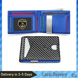 VTLASK Minimalist Wallet for Men Ultra-thin Slim Rfid Blocking Credit Card Holder with 11 Slots Carbon Fiber Thin Money Clip in Gift Box