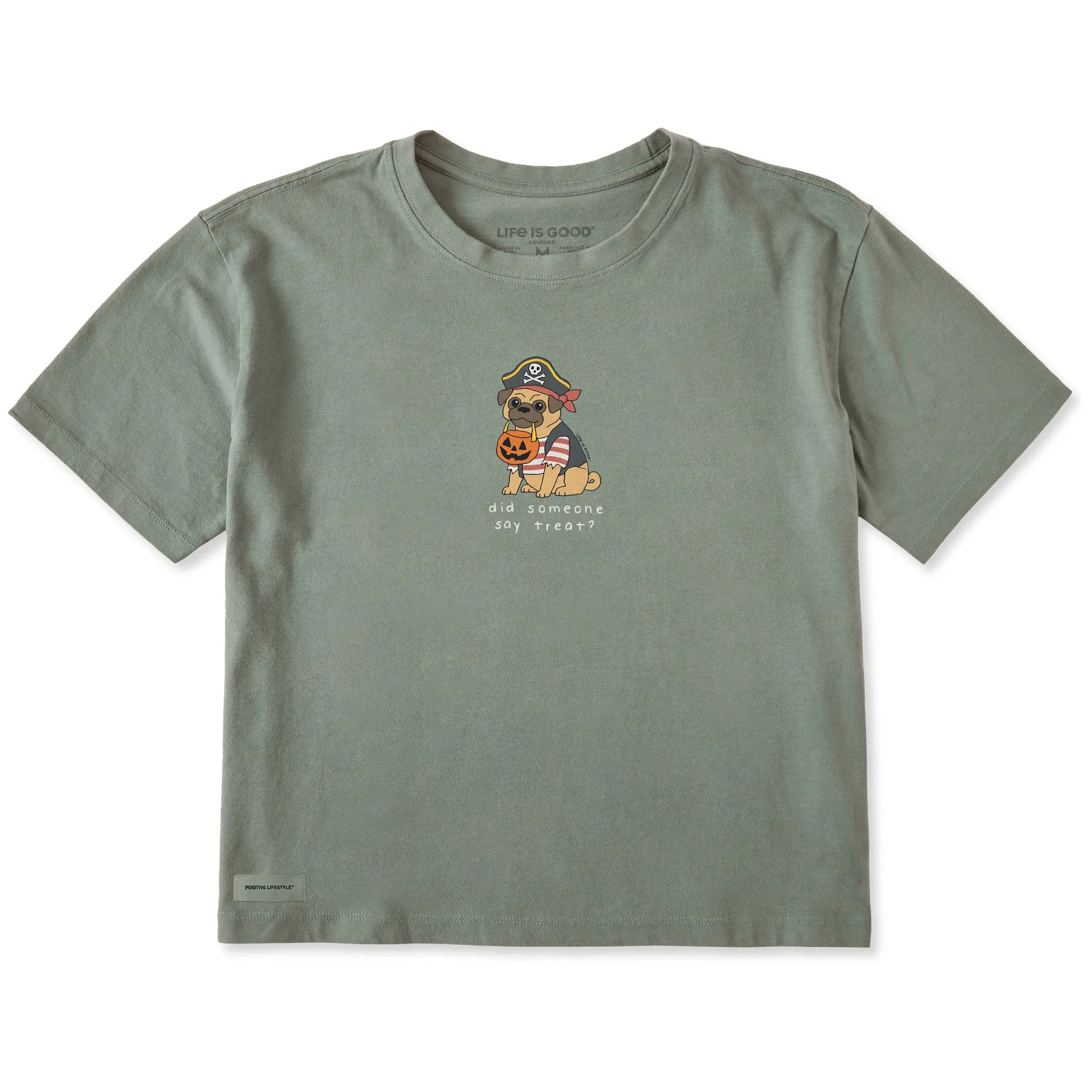 Women's Did Someone Say Treat Pug Short Sleeve Crusher Boxy Tee