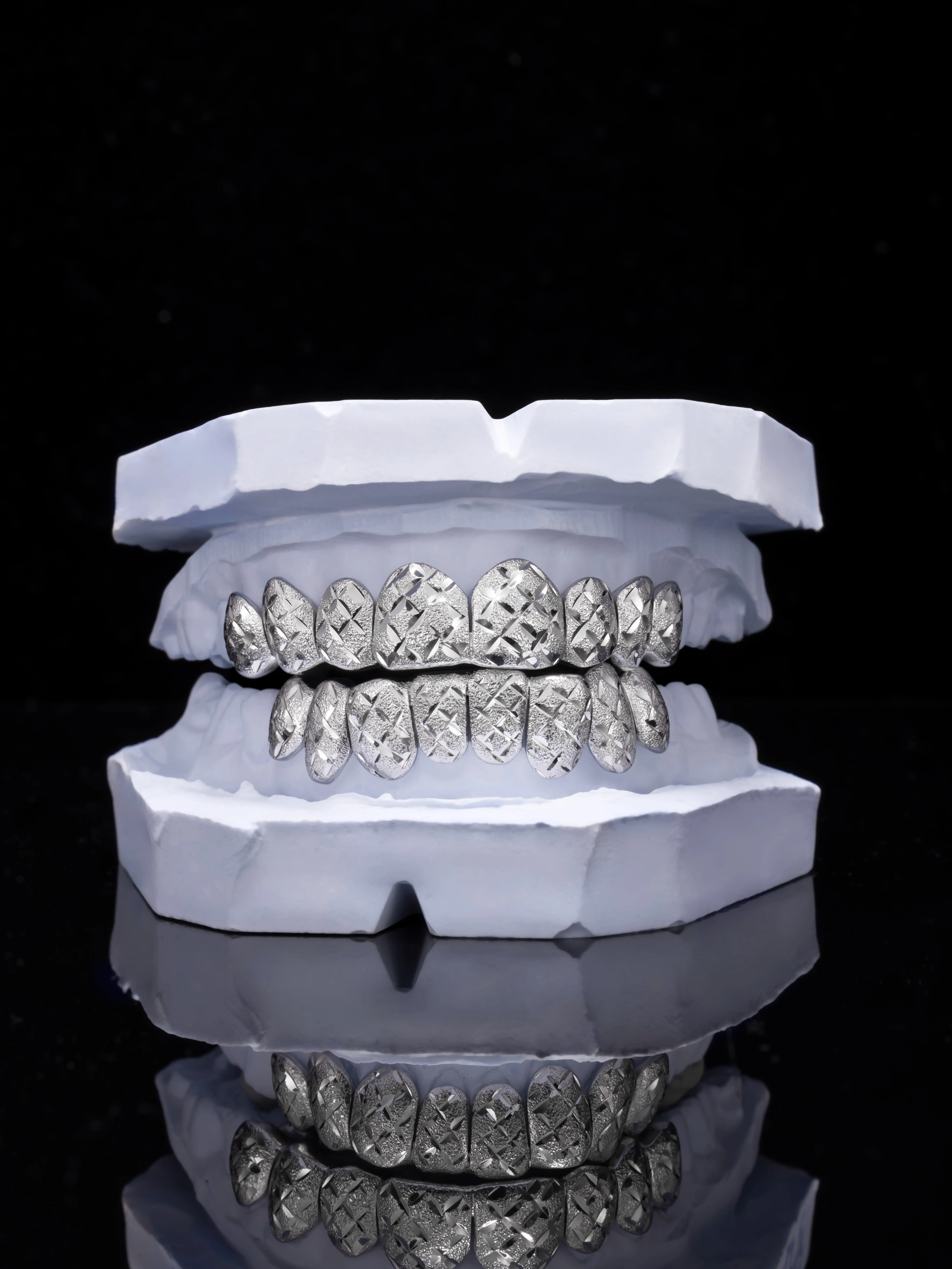 Custom Diamond Cut X-Pattern Grillz