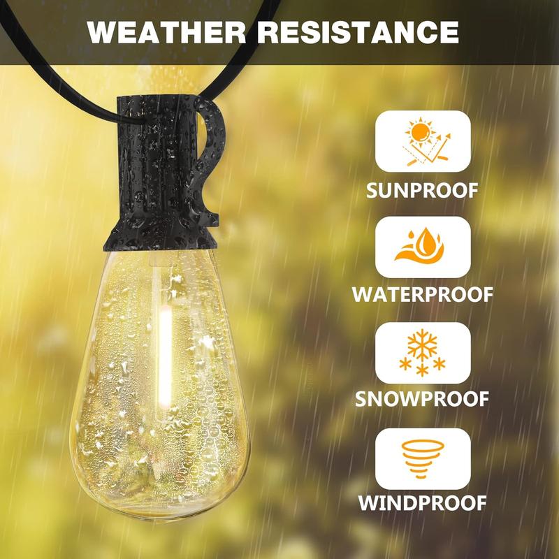 100FT Outdoor String Lights with Remote Included, Support Timer with 50 Shatterproof ST38 LED Edison Dimmable Bulbs, 2500K Warm White, Waterproof, Perfect for Backyard, Patio, Garden, Deck, Party and Xmas Decor #springtok Flexibility Customization