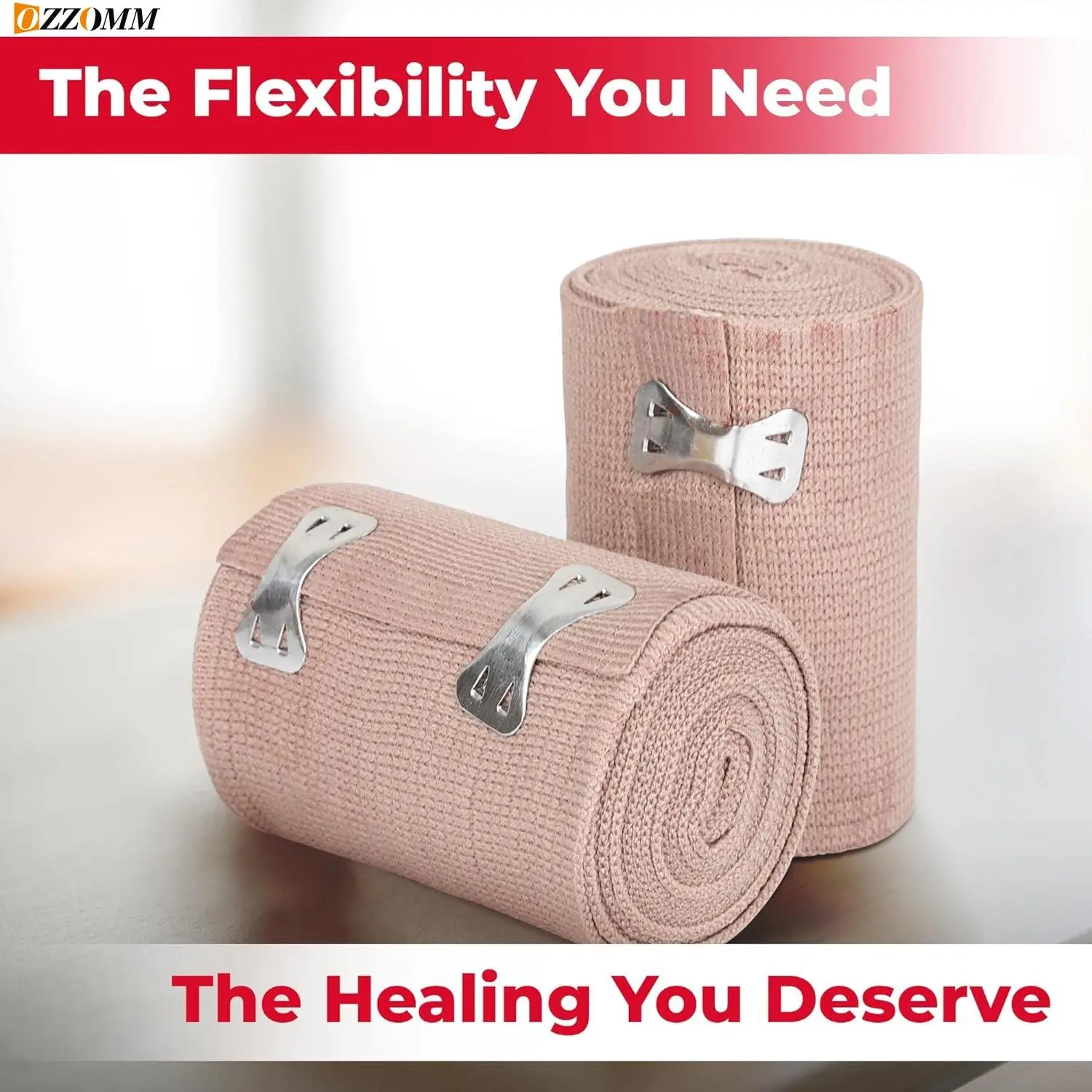 1Roll Compression Bandage Wrap with Clips,Sports Bandages Tape for Ankle, Wrist, Arm, Leg Sprains First Aid Bandages Measure