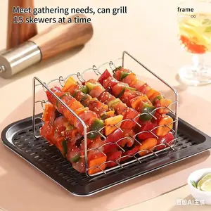 2025 air fryer grill stainless steel vertical three-layer kebab oven barbecue universal special accessories