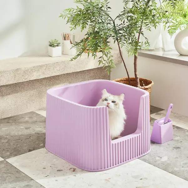 Michu XXL Container Cat Litter Box Include Matching Scoop, Coral, BoBa and Sage, Optional Bamboo Lid Bundle Available