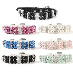 Pearl Pet Collar Artificial Pearls Rhinestone Dog Collar for Cat Necklace