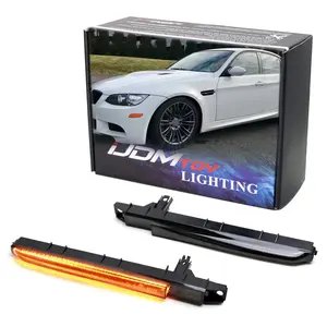 iJDMTOY Dark Smoked Lens Amber LED Sequential Blink M-Package Fender Vent Grille Side Marker Turn Signal Light Kit For BMW E90 E92 E93 M3