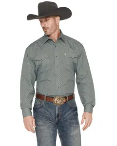 Stetson Men's Men'S Geo Print Long Sleeve Snap Western Shirt - 11-001-0425-2000