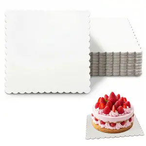20 Pcs White Square Cake Boards, Food-Graded Cardboard, Waterproof and Oil-Proof, Sturdy Corrugated, Ideal for Baking, Cake DIY, Dessert and Craftin