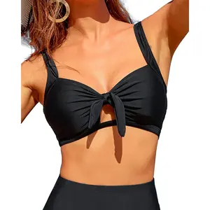 Tempt Me Women Bikini Tops Push Up Swim Top Front Tie Knot Bathing Suit Top Only