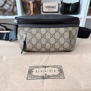Pre-owned GUCCI Coated Canvas Belt Bags Supreme GG Eden Belt Bag Black Small