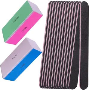 Nail File and Buffer Set, 4 Way Nail Buffers Shine Kit Professional Nail Files for Natural Nails Manicure Filer Filing Polishing Buff Nail Care Smoother Buffing Fingernail 100/120/240/600/3000 Grit AhaTopia