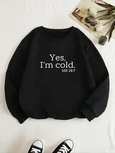 Women's Letter Print Round Neck Sweatshirt, Fashion Casual Chic Soft Long Sleeve Pullover for Daily Wear, Ladies Spring & Fall Clothes, Womenswear Tops, Style