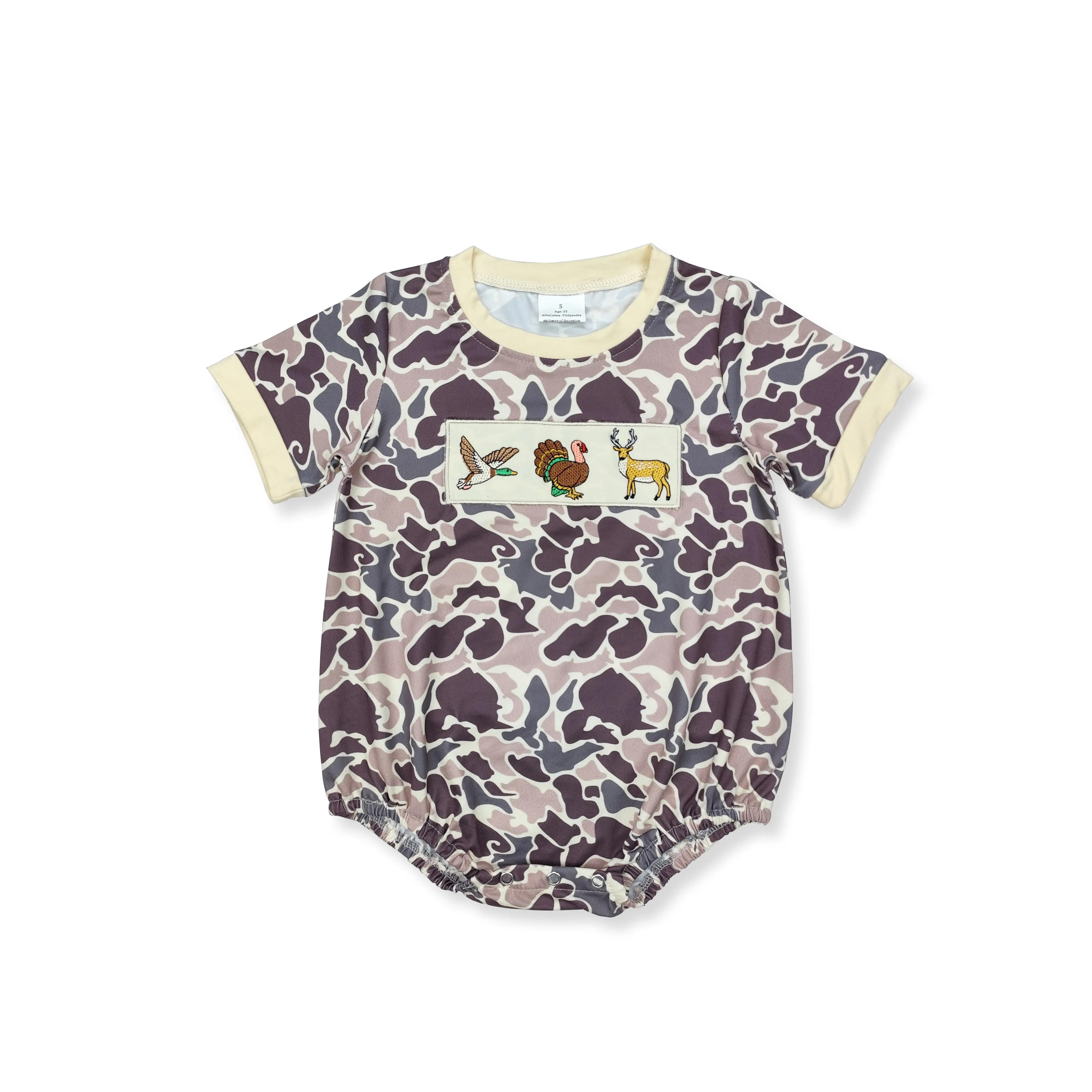 Camo turkey Print Short sleeve OnePieces boy  clothes