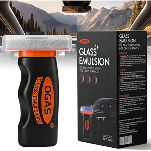 Car Glass Cleaner & Oil Film Remover, Handheld Windshield Cleaner Tool, Automotive Window Emulsion with Built-in Sponge Brush, Heavy Duty Water Spot & Stain Remover for Clear Vision