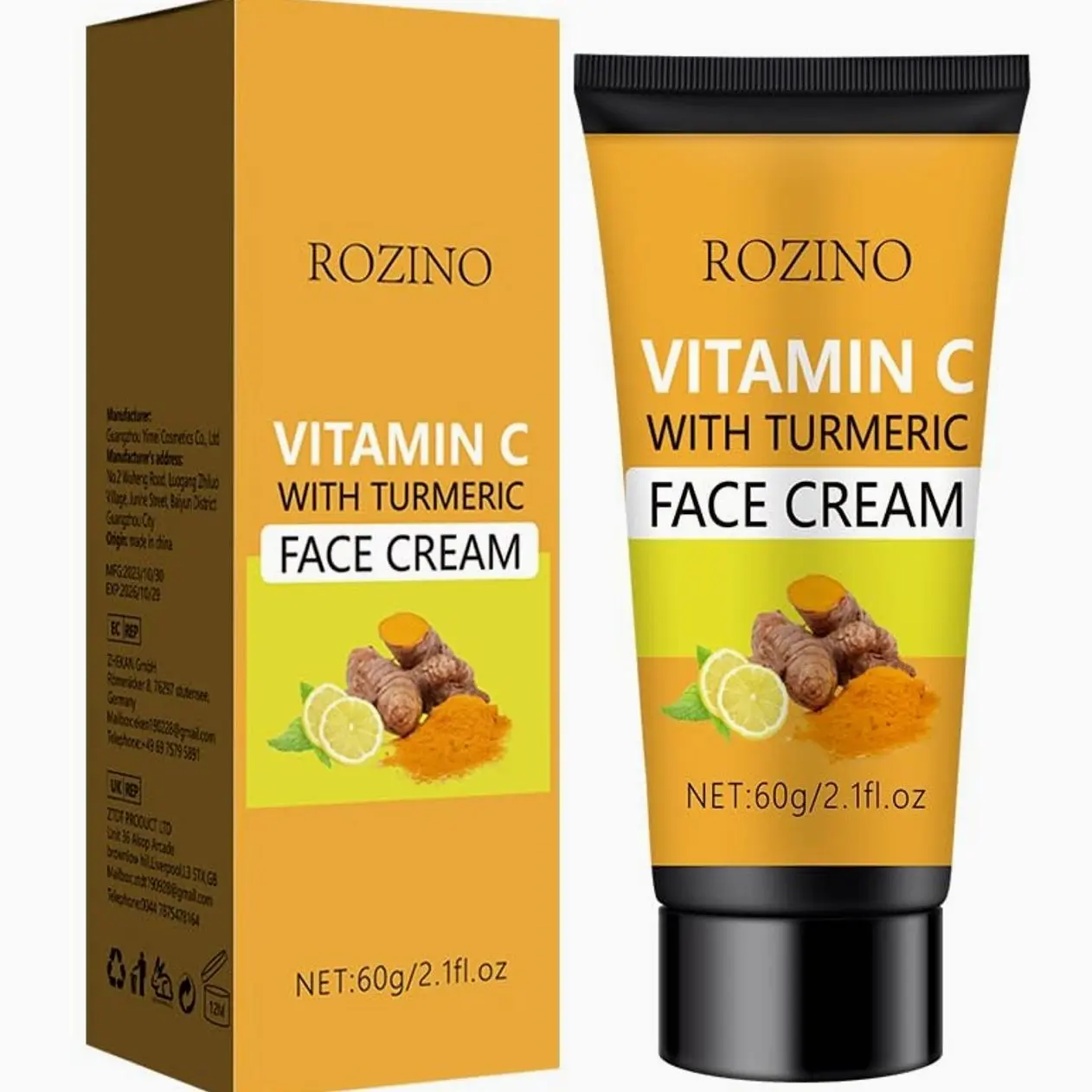 Turmeric Vitamin C Face Cream, Anti-Aging Cream, Firming Skin,Natural Turmeric Skin Brightening Lotion for Face & Body, Vitamin C Cream Deeply Hydration（2.1Fl.oz）